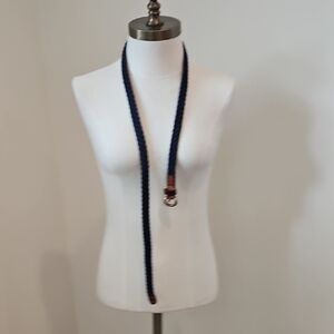 Elegant Navy and Brown Women's Cotton Braid Belt
